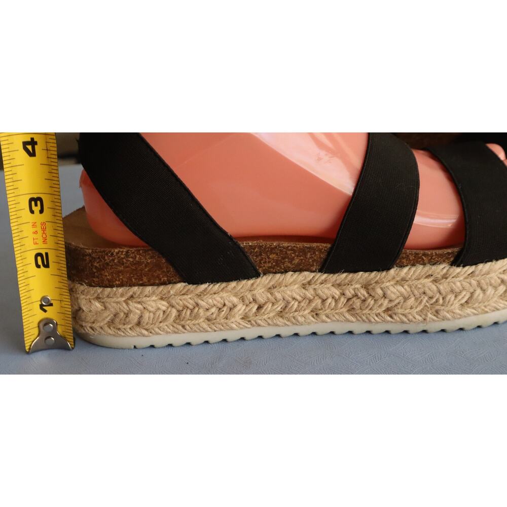 Esprit Black Elastic Stretchy Espadrille Sandals Platform Strappy Women Gigi 8.5 - Picture 6 of 6